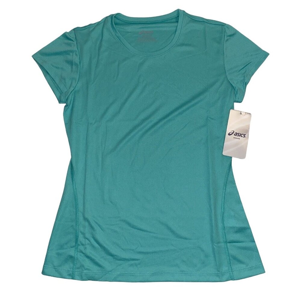 Asics Womens Small Core Running Round Neck Athletic T-Shirt Green NWT WR1631-80